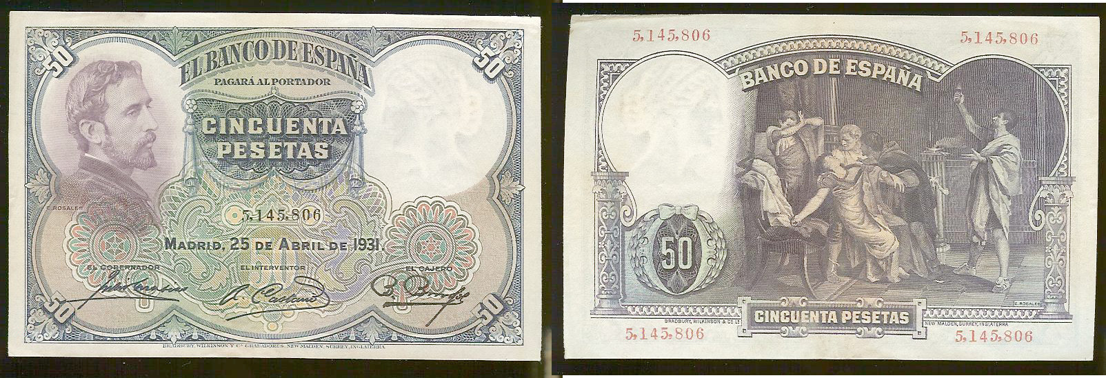 Spain 50 pesetas 1931 gEF